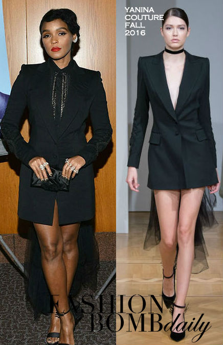 Hot! or Hmm… Janelle Monae’s <em>Moonlight</em> Los Angeles Premiere Yanina Couture Fall 2016 Black Tulle Back Tuxedo Dress