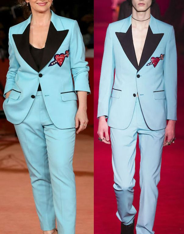 Hot! or Hmm… Juliette Binoche’s <em>The English Patient</em> 11th Rome Film Festival Screening Gucci Fall 2016 Menswear Blue Heart Embroidered Suit