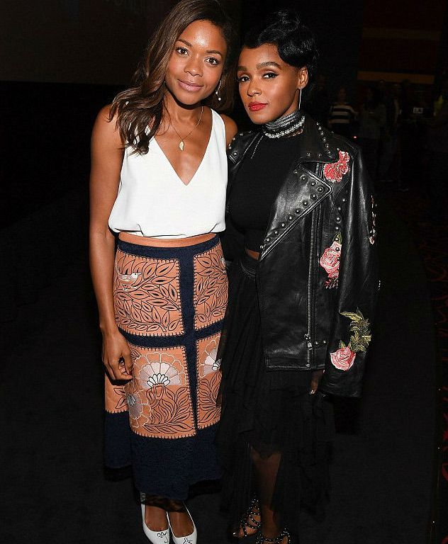 Splurge: Naomie Harris’s <em>Moonlight</em> Atlanta Screening $419 Disaya Floral Embroidered Suede Midi Skirt and Janelle Monae’s $1,300 LPA 58 Studded Floral Embroidered Leather Jacket