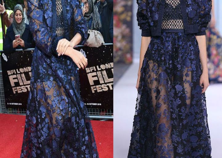 Hot! or Hmm… Sonam Kapoor’s <em>Mirzya</em> Love Gala 60th BFI London Film Festival Screening Ralph & Russo Fall 2016 Couture Midnight Blue Tulle Skirt and Bomber Jacket