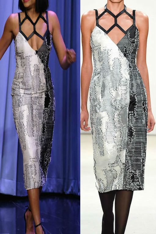 Hot! or Hmm… Taraji P. Henson’s The Tonight Show Starring Jimmy Fallon Bibhu Mohapatra Spring 2016 Black and White Cutout Textured Sheath