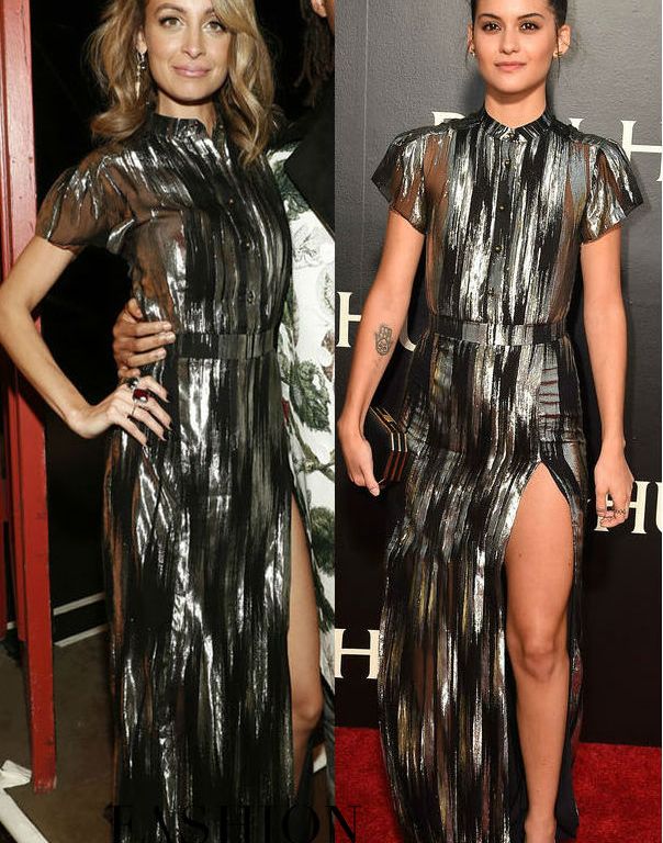 Who Wore It Better? Nicole Richie vs. Sofia Black D’Elia in Emanuel Ungaro’s Fall 2016 Black and Metallic Slit Gown