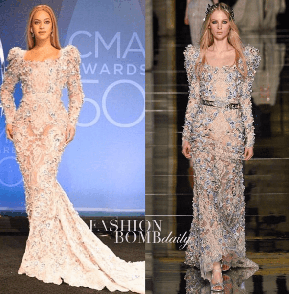 Hot! or Hmm… Beyoncé’s 50th CMA Awards Zuhair Murad Couture Spring 2016 Floral Embroidered Gown + J’Aton Couture “Daddy Lessons” Performance Gown With the Dixie Chicks