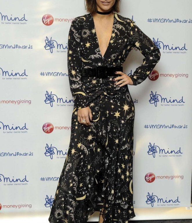 Splurge: Frankie Bridge’s Virgin Money Giving Minds Awards 2016 $392 Rixo London Moonlight Sky Print Rose V Neck Ruffle Dress