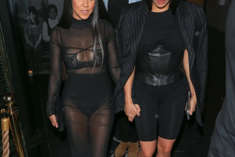 Splurge: Kourtney Kardashian’s Catch $159 Jessica Rich Kourt Mesh Dress and $215 Agent Provocateur Black Demelza Bra