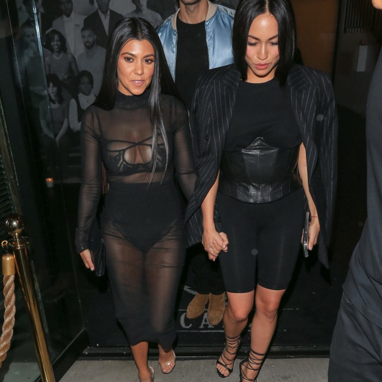 Splurge: Kourtney Kardashian’s Catch $159 Jessica Rich Kourt Mesh Dress and $215 Agent Provocateur Black Demelza Bra