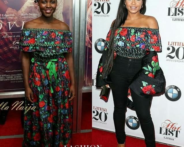 Who Wore It Better?: Lupita Nyong’o vs. Christina Milian in Kenzo x H&M’s $70 Off-the-Shoulder Tiered Floral Print Blouse