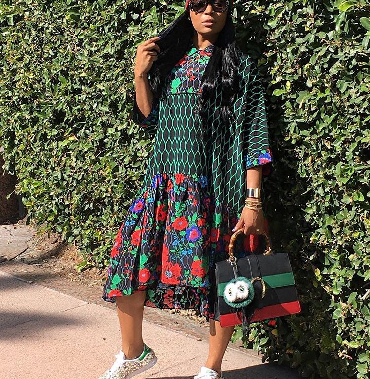 Splurge: Marlo Hampton’s Instagram $199 Kenzo x H&M Wide-Cut Silk Dress, $3,500 Gucci Dionysus Leather Top Handle Bag and $490 Gucci Oversize Square-Frame Rhinestone Sunglasses