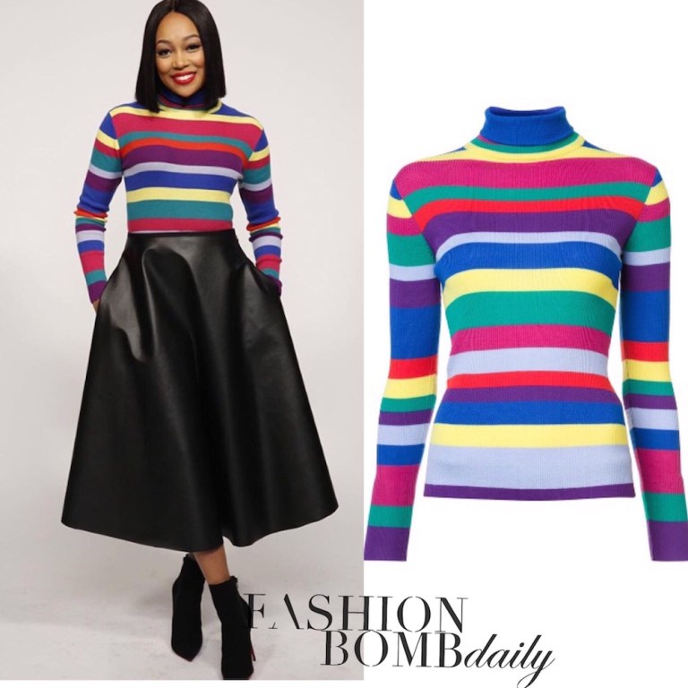 Splurge: Monica Brown’s The Real Mira Mikati Striped Turtleneck Sweater
