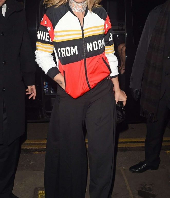 Steal: Rita Ora’s Adidas Dinner $85 Adidas Originals x Rita Ora Track Jacket and $53 SICKO CARTEL Rhinestone Choker