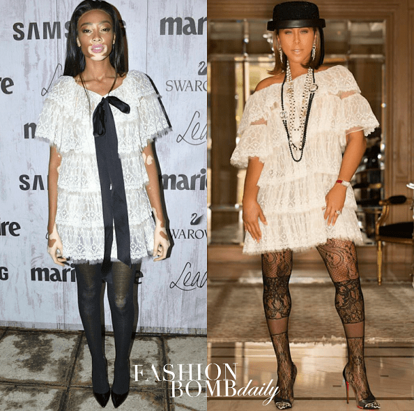 Who Wore It Better?: Winnie Harlow vs. Marjorie Harvey in Chanel’s Fall 2016 Tiered White Ruffle Dress