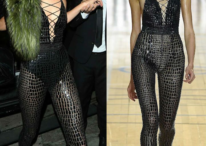 Hot! or Hmm… Kendall Jenner’s Catch 21st Birthday Dinner Julien MacDonald Spring 2017 Black Lace Up Embellished Jumpsuit