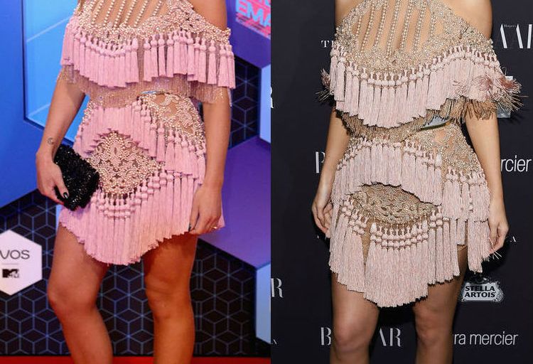 Who Wore It Better? Kenza Zouiten vs. Kylie Jenner in Balmain’s Fall 2016 Pink Embellished Fringe Mini Dress