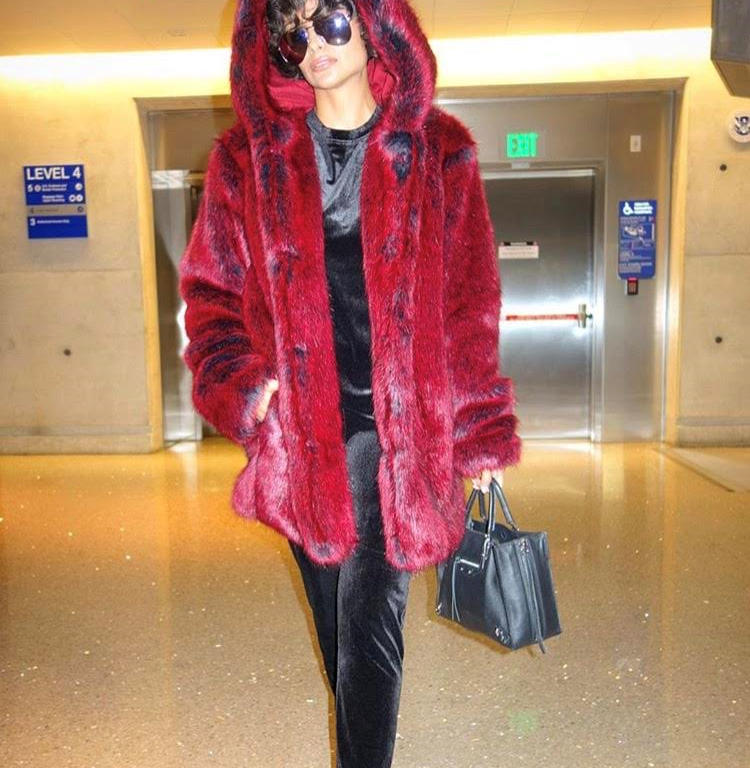 Splurge: Nazanin Mandi’s London LPA Faux Fur Hooded Jacket