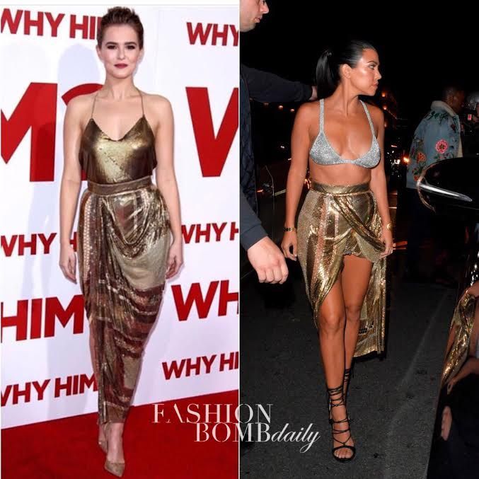 Who Wore it Better? Zoey Deutch vs Kourtney Kardashian in Balmain’s Spring 2017 RTW Sequin Draped Skirt