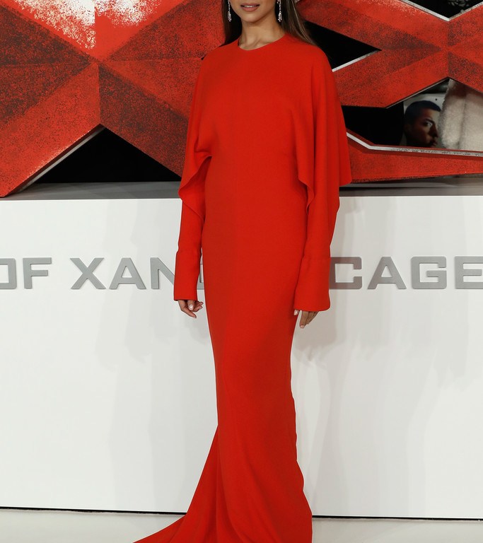 Splurge: Deepika Padukone’s <em>xXx: Return of Xander Cage</em> London Premiere $2,495 Stella McCartney Red Draped Sleeve Cady Gown