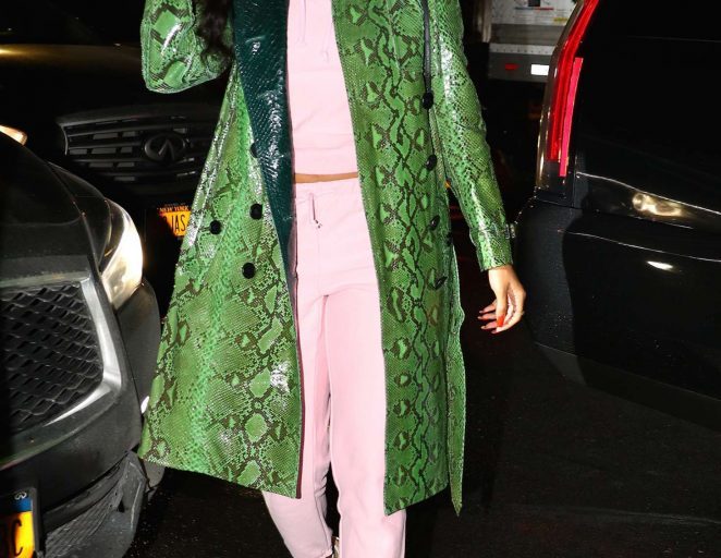 Look for Less: Rihanna’s New York City $531 Vetements x Champion Blush Fitted Hoodie and $531 Sweatpants