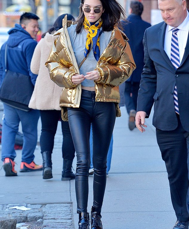 Splurge: Kendall Jenner’s NYC Ports 1961 Metallic Nylon Quilted Down Jacket