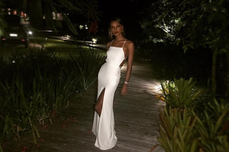 Splurge: Jasmine Tookes’s Instagram $515 Stone Cold Fox White Moss Gown