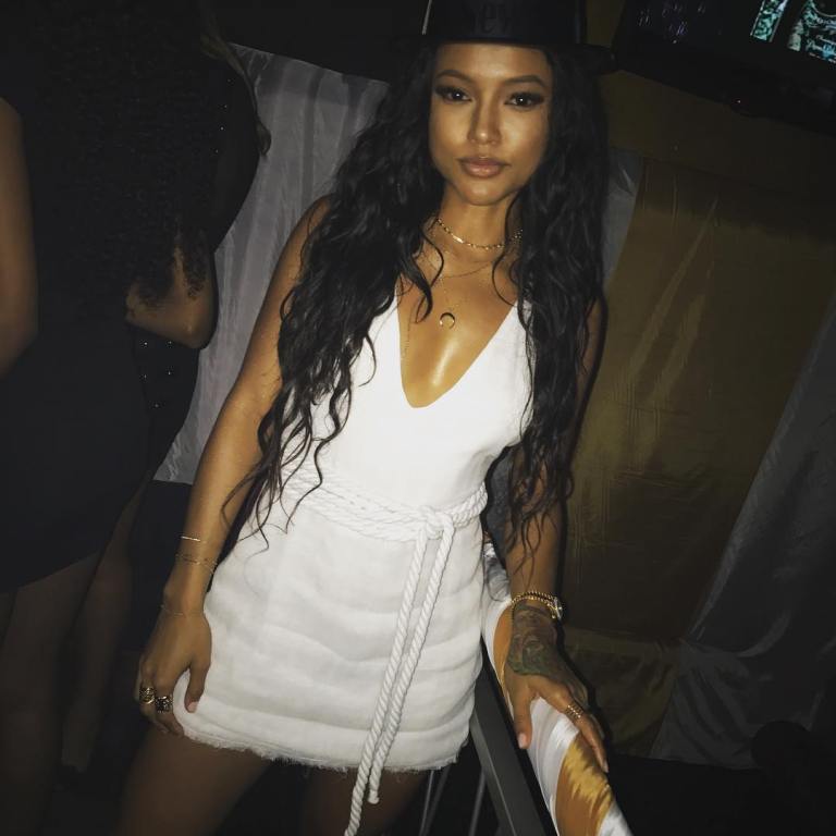 Splurge: Karrueche Tran’s Instagram $300 Are You Am I White Daphna Dress