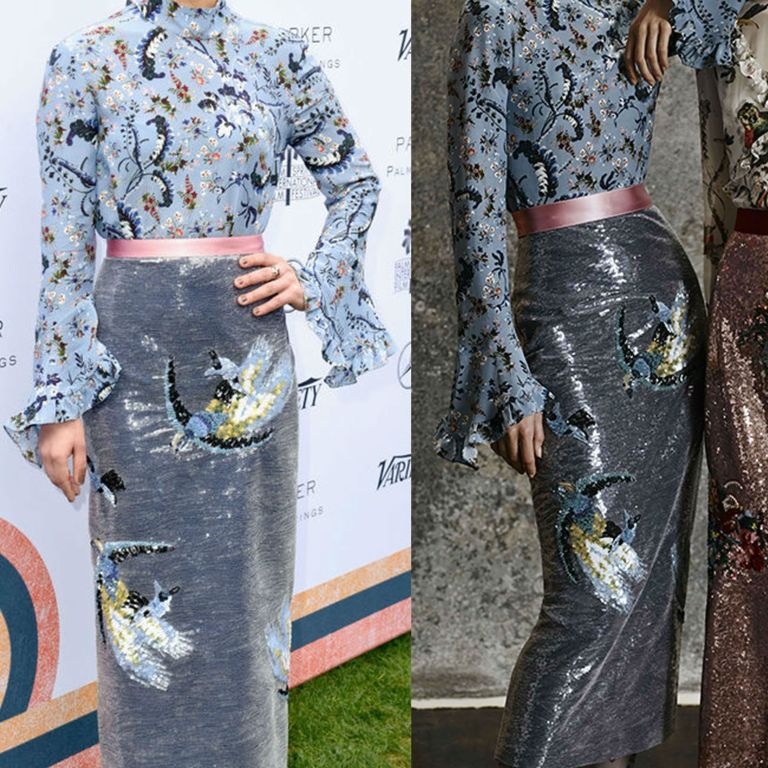 Hot! or Hmm… Ruth Negga’s Variety Creative Impact Awards Erdem Pre-Fall 2017 Floral Embroidered Bell Sleeve Blouse and Blue Beaded Midi Skirt