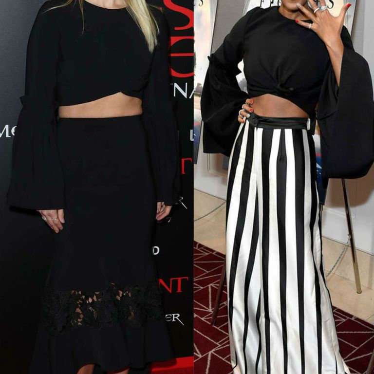 Who Wore It Better? Ali Larter vs. Janelle Monae in Christian Siriano’s Spring 2017 Bell Sleeve Crop Top