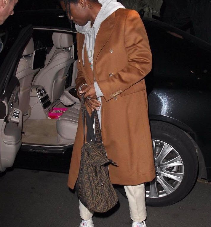 Men’s Fashion Flash: ASAP Rocky’s Milian Gucci Cashmere Double Breasted Coat and Fendi Bag