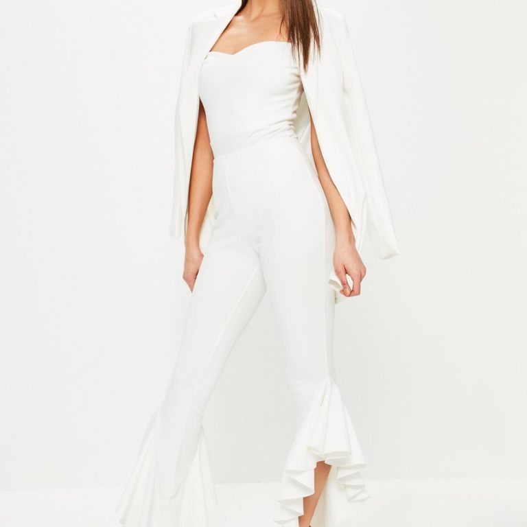 Bomb Product of the Day: Missguided’s $40 White Draped Frill Side Cigarette Pants