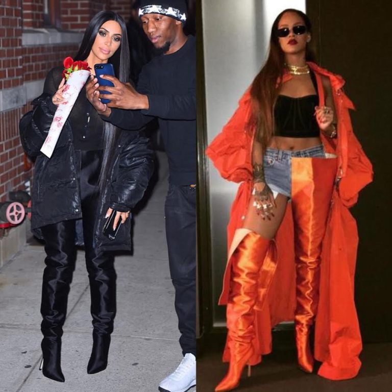 Who Wore it Better? Kim Kardashian vs Rihanna in Vetements x Manolo Blahnik Spring 2017 Full-Length Boots
