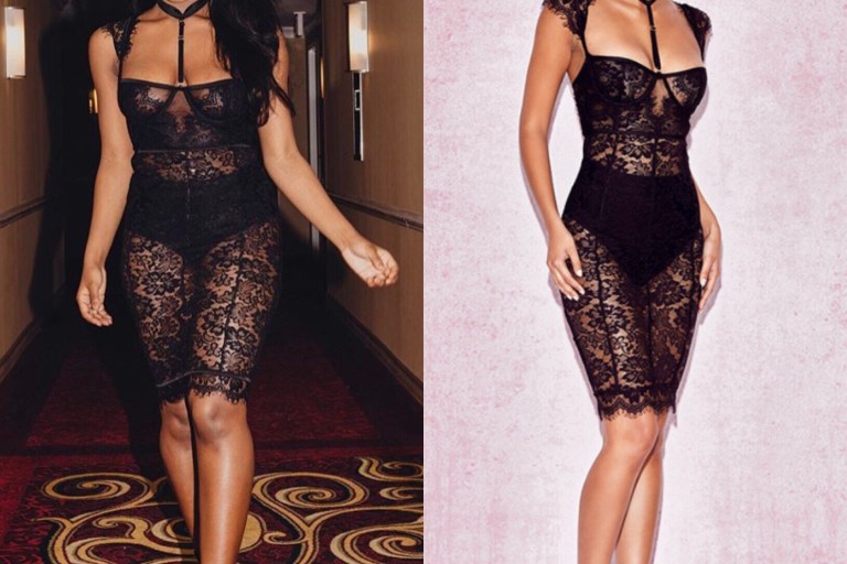 Splurge: Normani Kordei’s Instagram House of CB Hermosa Black Lace Collar Dress With Briefs