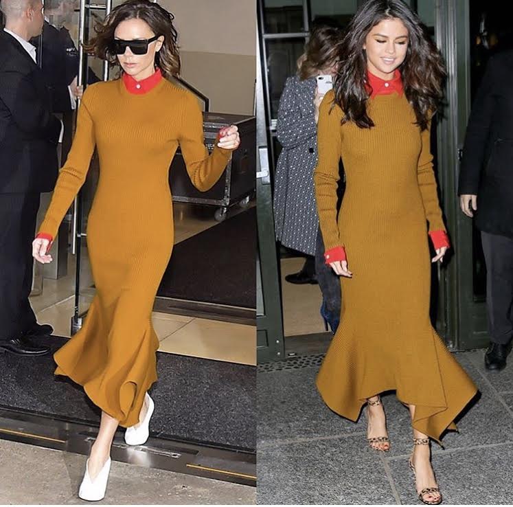 Who Wore it Better?: Victoria Beckham vs Selena Gomez in Victoria Beckham’s Pre Fall 2017 Dress