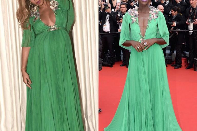 Who Wore it Better? Beyonce vs. Lupita Nyong’o in Gucci’s $28,000 Green Silk Plisse Gown