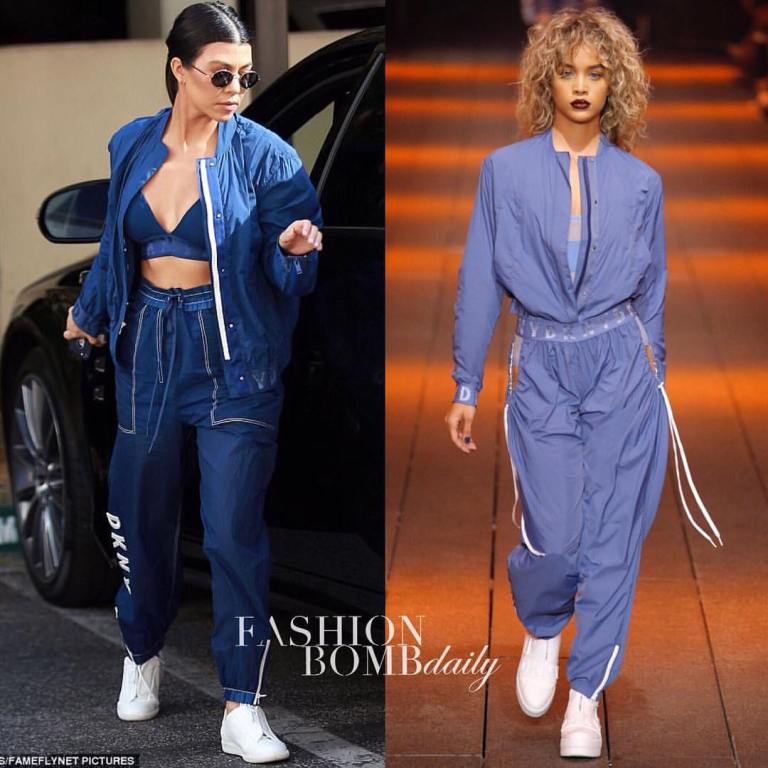 Hot! Or Hmm..? Kourtney Kardashian’s LA DKNY Spring 2017 Blue Track Suit
