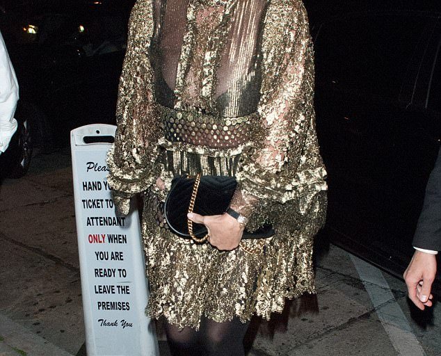 Splurge: Kris Jenner’s Kathy Hilton 58th Birthday Dinner Roberto Cavalli Runway Metallic Lace Dress