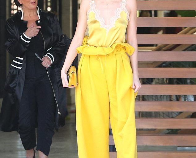 Hot! or Hmm… Kendall Jenner’s LA Gucci Silk Cami and Kendall & Kylie Paperbag Sweatpants