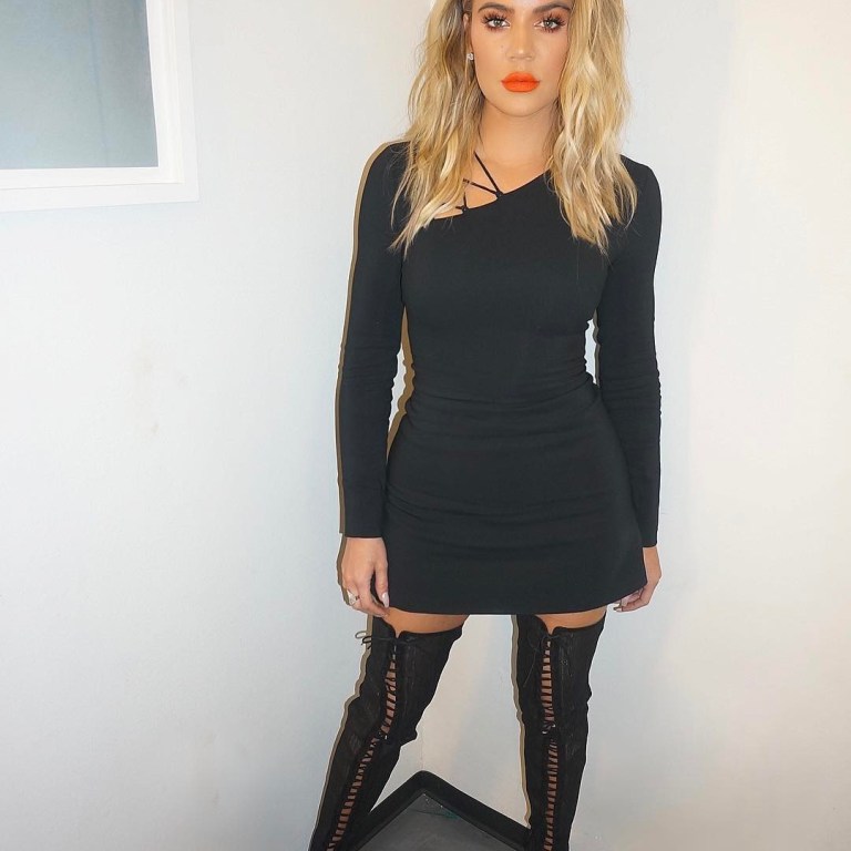 Splurge: Khloe Kardashian’s Instagram $1,595 Cushnie et Ochs Black Winona Long Sleeve Fit & Flare Dress