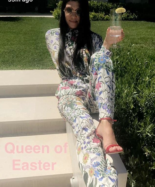 Splurge: Kourtney Kardashian’s Easter Gucci New Flora Print Oversized Shirt and Matching Silk Pajama Pants