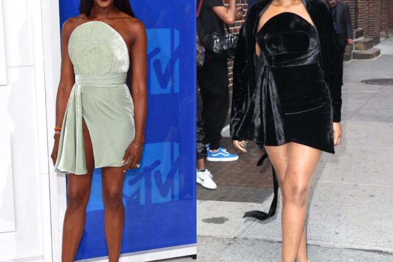 Who Wore it Better? Jennifer Hudson vs Naomi Campbell in Brandon Maxwell’s Strapless Velvet Cocktail Dress