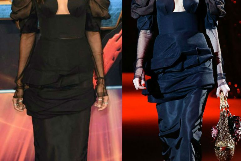 Hot! or Hmm… Zoe Saldana’s <em>Guardians of the Galaxy Vol. 2</em> London Premiere Ulyana Sergeenko Spring 2017 Couture Black Off the Shoulder Dress