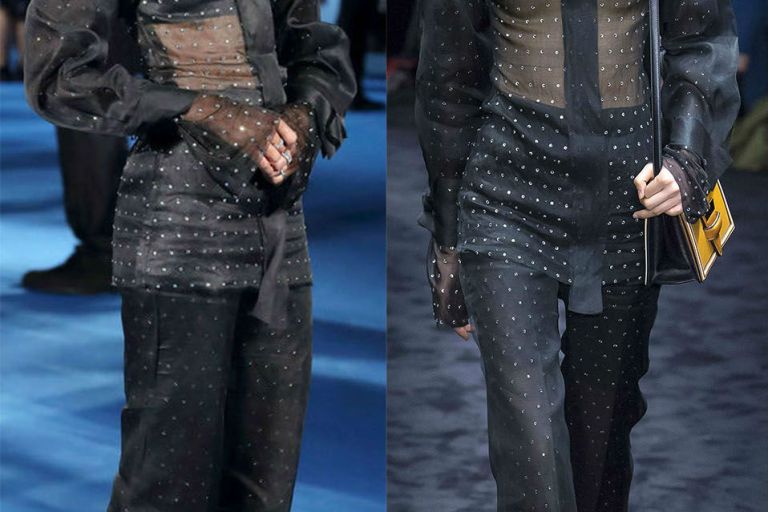 Hot! or Hmm… Zoe Saldana’s <em>Guardians of the Galaxy Vol. 2</em> Tokyo Premiere Loewe Fall 2017 Black Sheer Crystal Embellished Button-Front Shirt and Trousers