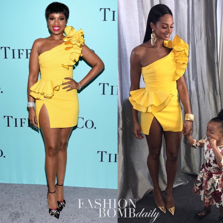 Who Wore it Better? Jennifer Hudson vs. Alesha Dixon in DSquared2’s Yellow Colby One Shoulder Ruffle Dress