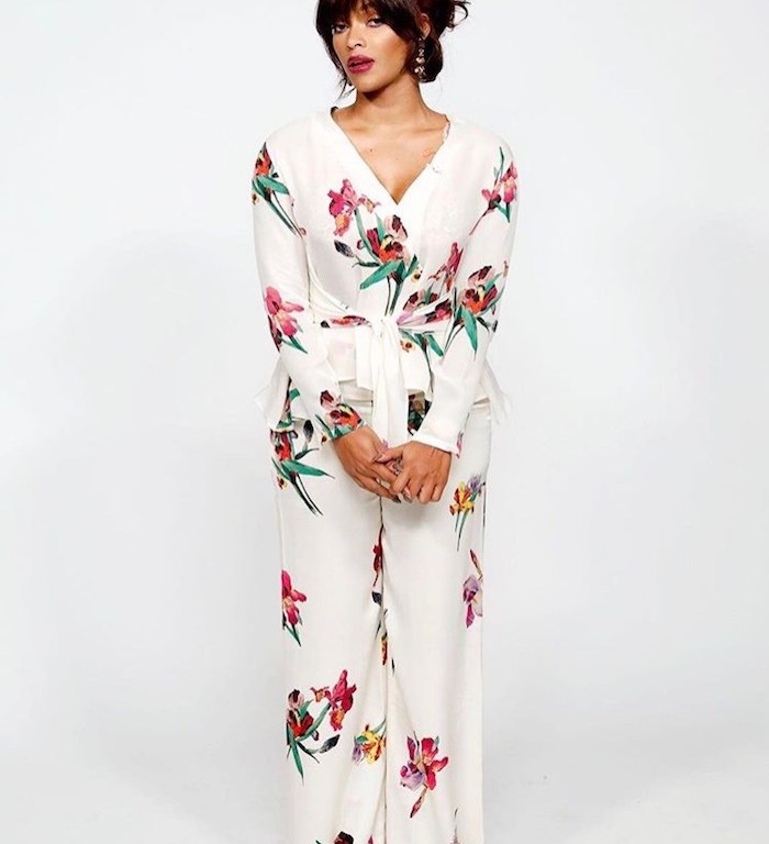 Splurge: Joseline Hernandez’s <em> The Real </em> Etro Iris Floral Tropical Print Wrap Blouse And Silk Wide Leg Pants