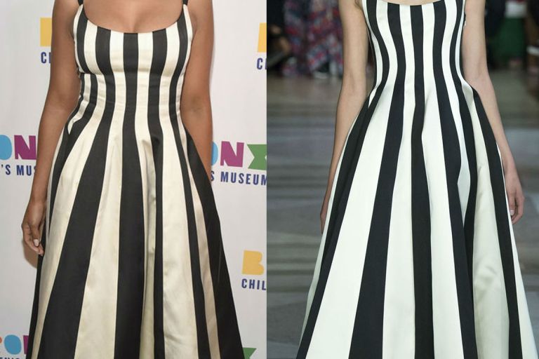 Hot! or Hmm… Kerry Washington’s Bronx Children’s Museum Gala Carolina Herrera Spring 2017 Black and White Striped Dress