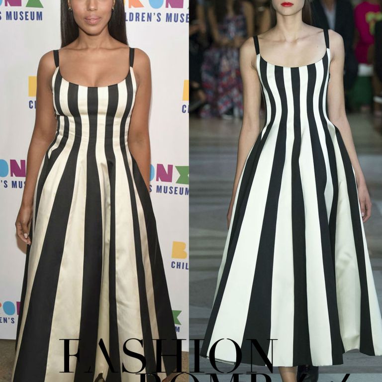 Hot! or Hmm… Kerry Washington’s Bronx Children’s Museum Gala Carolina Herrera Spring 2017 Black and White Striped Dress