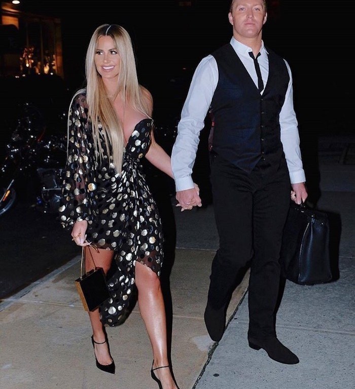 Get The Look: Kim Zolciak Biermann’s <em> Bravo’s Watch What Happens Live </em> Saint Laurent One Shoulder Metallic Dot Dress And Pointed Toe Y Patent Leather Pumps