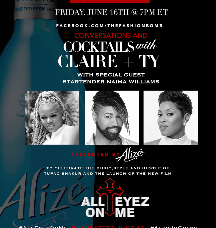 Join Us On Facebook Live Tonight at 7pm! All Eyez on Me Conversations and Cocktails with Claire and Ty Hunter, Sponsored by Alize