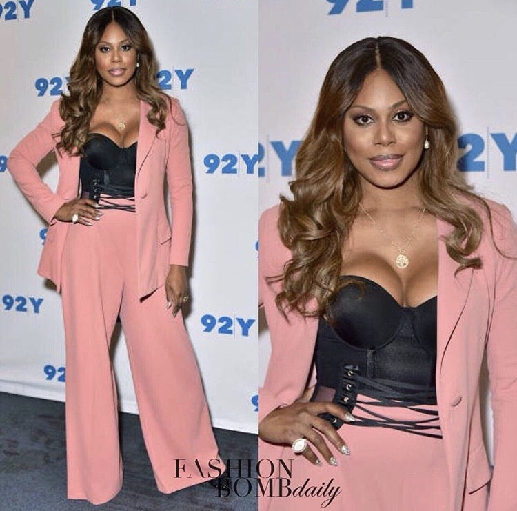 Hot! or Hmm…Lavern Cox’s OITNB Season 5 Screening Christian Siriano Salmon Pant Suit