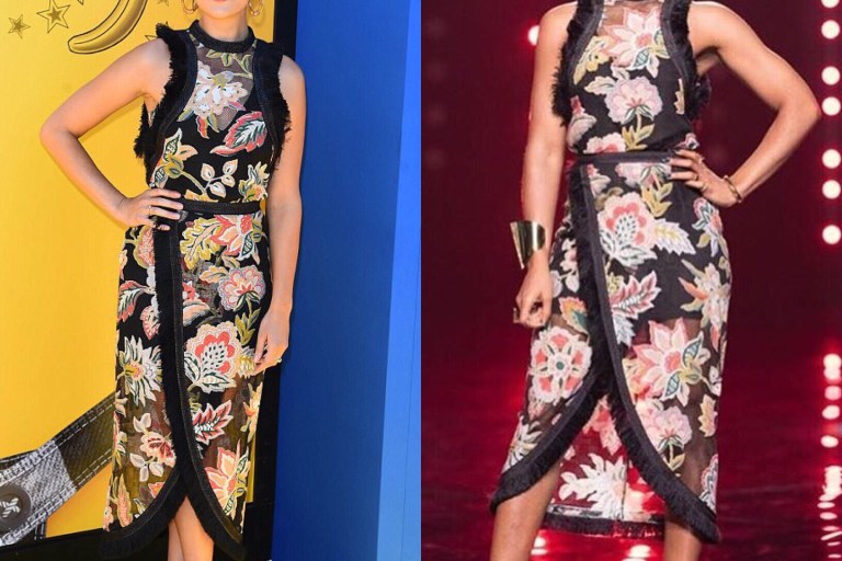 Who Wore It Better? Jenny Slate vs. Kelly Rowland in Alice McCall’s Fall 2017 Floral-Printed Fringe Detail <em> My All </em> Skirt and <em> Dream Lover </em> Fringe Detail Top