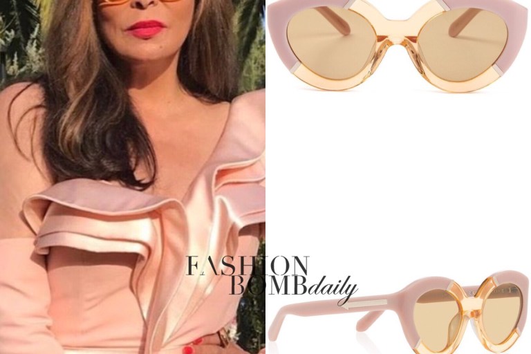Splurge: Tina Knowles Lawson’s Instagram Karen Walker Pink and Clear Beige Poolside Flowerpatch Cate-Eye Frame Sunglasses