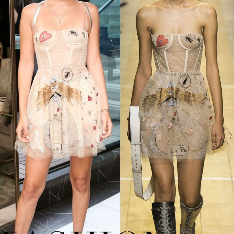 Hot! or Hmm… Bella Hadid’s Dior Diorshow Pump ‘N Volume Mascara Launch Party Dior Spring 2017 Colorful Embroidered Bustier Dress
